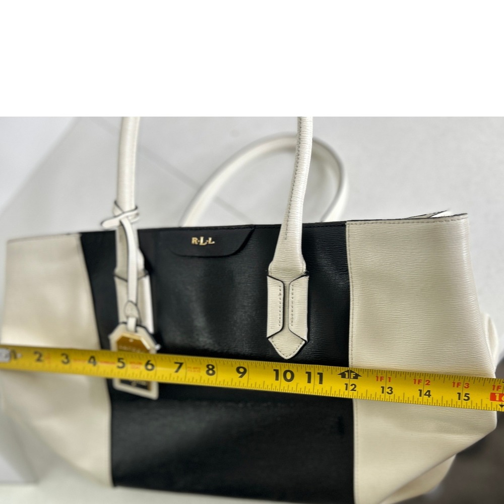 Lauren Ralph Lauren Dryden Marcy Colorblock Leather Tote Bag - Picture 13 of 13